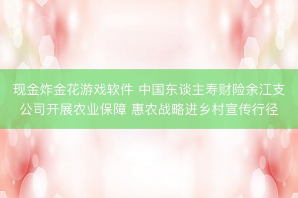 现金炸金花游戏软件 中国东谈主寿财险余江支公司开展农业保障 惠农战略进乡村宣传行径