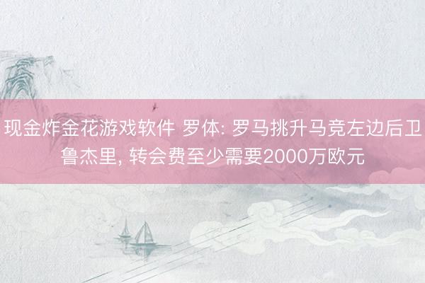 现金炸金花游戏软件 罗体: 罗马挑升马竞左边后卫鲁杰里, 转会费至少需要2000万欧元