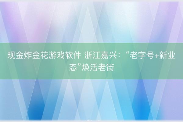 现金炸金花游戏软件 浙江嘉兴：“老字号+新业态”焕活老街